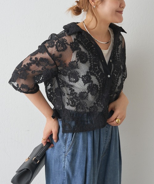 PUAL CE CIN(ピュアルセシン)の「ドットチュールコード刺繍ブラウス(シャツ/ブラウス・レディース・ベージュ/ブラック・FREE)」の14枚目の写真