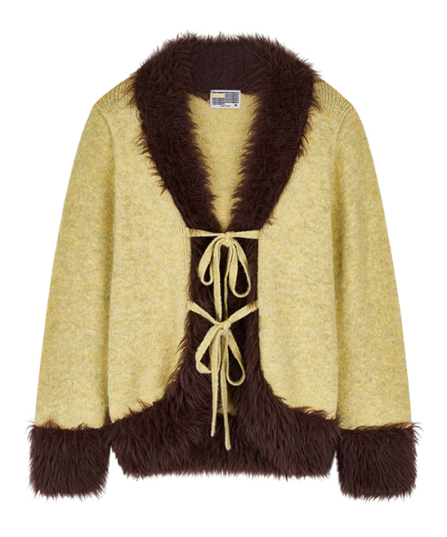 セール】Fur collar cardigan_lime（カーディガン/ボレロ）｜youthbath