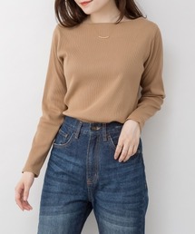 リブボートネック長袖カットソー ロングスリーブ