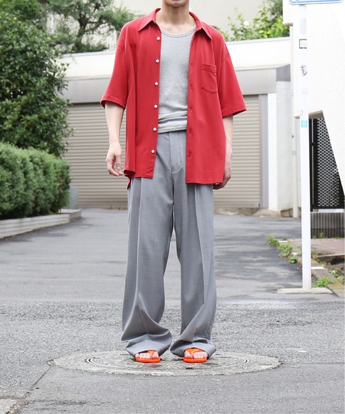 KAIKO(カイコー)の「KAIKO Wool wide slacks(スラックス・メンズ・チェック/グレー系その他/ストライプ・2/1)」の1枚目の写真