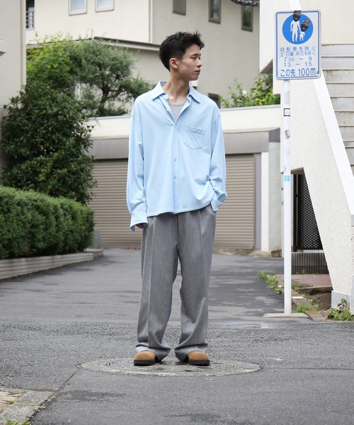 KAIKO(カイコー)の「KAIKO Wool wide slacks(スラックス・メンズ・チェック/グレー系その他/ストライプ・2/1)」の3枚目の写真