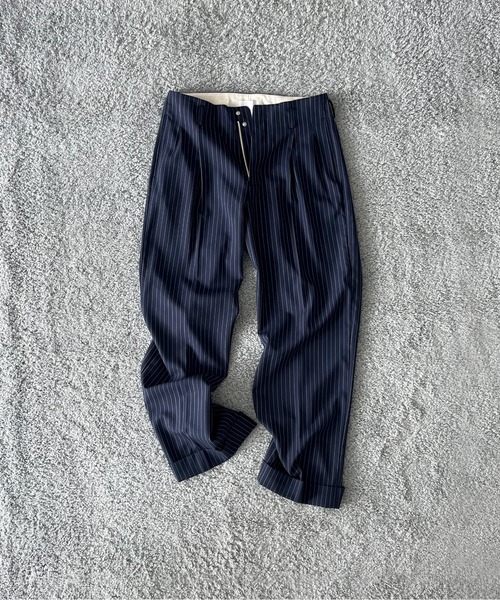 KAIKO(カイコー)の「KAIKO Wool wide slacks(スラックス・メンズ・チェック/グレー系その他/ストライプ・2/1)」の6枚目の写真