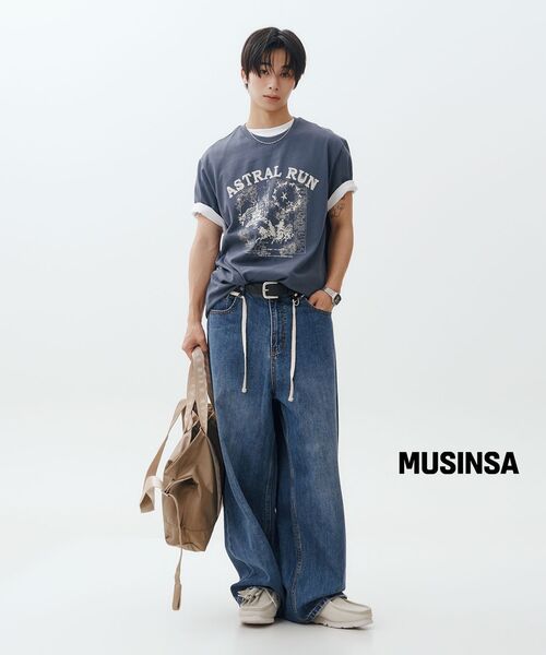 SUARE(スアレ)の「ニットストリングワイドデニムパンツ(デニムパンツ・メンズ・インディゴブルー・MEDIUM/LARGE/X-LARGE)」の4枚目の写真
