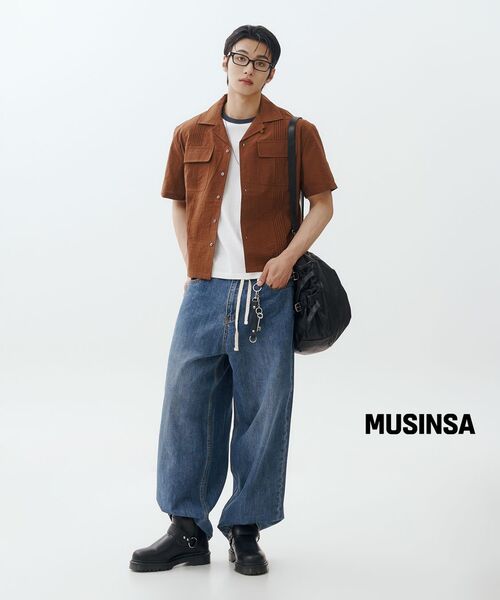 SUARE(スアレ)の「ニットストリングワイドデニムパンツ(デニムパンツ・メンズ・インディゴブルー・MEDIUM/LARGE/X-LARGE)」の3枚目の写真