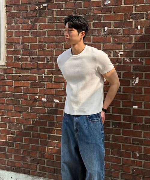 SUARE(スアレ)の「ニットストリングワイドデニムパンツ(デニムパンツ・メンズ・インディゴブルー・MEDIUM/LARGE/X-LARGE)」の2枚目の写真