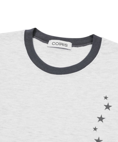 COIRIS(コイリス)の「ホタルレタリング配色リンガー半袖Tシャツ(2カラー)(Tシャツ/カットソー・レディース・ライトグレー/ネイビー・FREE)」の5枚目の写真