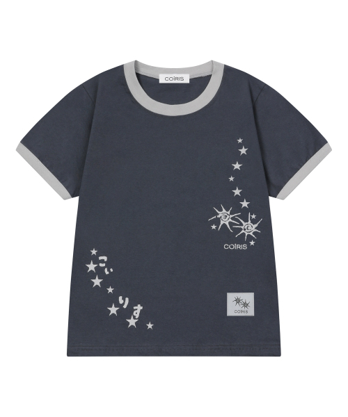COIRIS(コイリス)の「ホタルレタリング配色リンガー半袖Tシャツ(2カラー)(Tシャツ/カットソー・レディース・ライトグレー/ネイビー・FREE)」の9枚目の写真