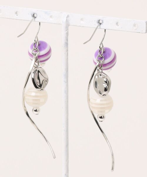 VIBGYOR（ヴィブジョー）の「【MUURABBTI】パープルボーダーのウェーブピアス(MA)（ピアス（両耳用）・レディース・パープル・FREE）」の3枚目の写真