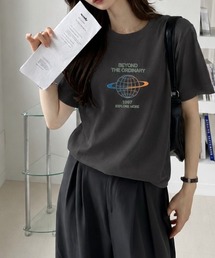 レトロポップに着映える◎惑星ロゴ プリント ベーシック Tシャツ