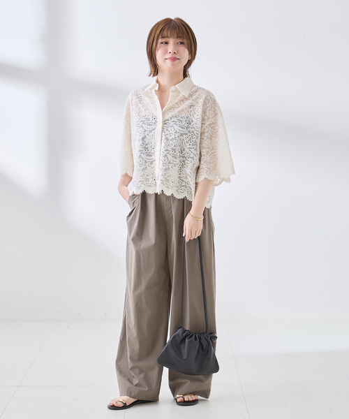 journal standard L'essage（ジャーナルスタンダードレサージュ）の「オーガニックコットンMIXレースシャツ（シャツ/ブラウス・レディース・アイボリー/ブラック・FREE）」の20枚目の写真
