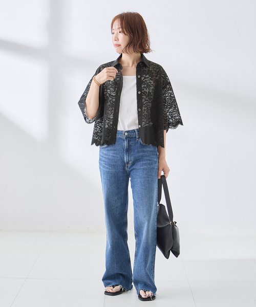 journal standard L'essage（ジャーナルスタンダードレサージュ）の「オーガニックコットンMIXレースシャツ（シャツ/ブラウス・レディース・アイボリー/ブラック・FREE）」の17枚目の写真