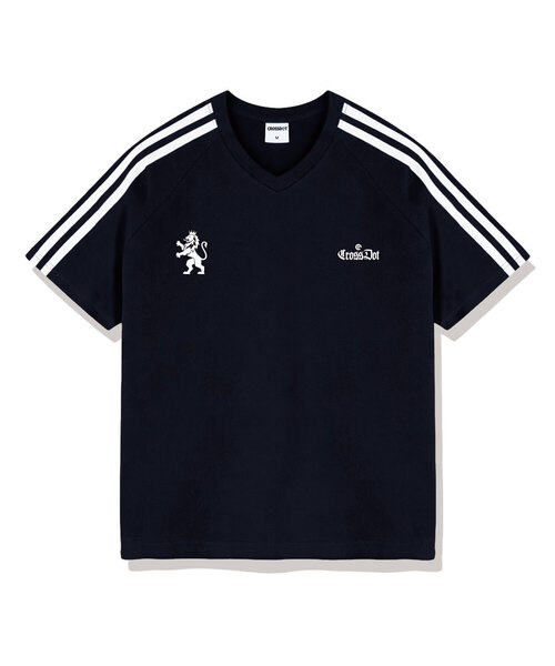 CROSSDOT（クロスドット）の「ロイヤルトラックVネック半袖Tシャツ4カラー[CRSV_1003]（Tシャツ/カットソー・メンズ・アイボリー/ピンク/ネイビー/ブラック・SMALL/MEDIUM/LARGE/X-LARGE）」の3枚目の写真