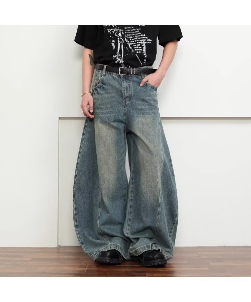 NEW GENTLEMAN（ニュージェントルマン）の「ナイジェルデニム ワイドバギー バルーンパンツ（デニムパンツ・メンズ・ブルー・M/S/L）」の2枚目の写真