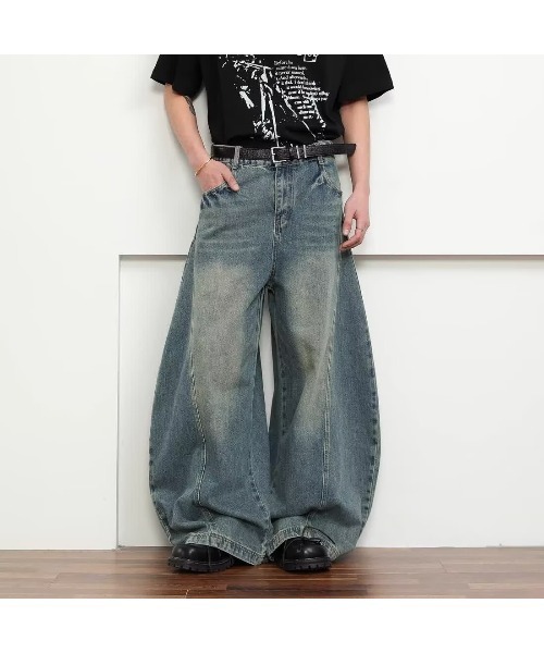 NEW GENTLEMAN（ニュージェントルマン）の「ナイジェルデニム ワイドバギー バルーンパンツ（デニムパンツ・メンズ・ブルー・M/S/L）」の3枚目の写真