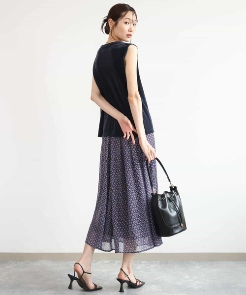 MK MICHEL KLEIN（エムケーミッシェルクラン）の「[洗える]ジオメトリック柄シフォンスカート（スカート・レディース・グリーン/ブルー・38）」の11枚目の写真