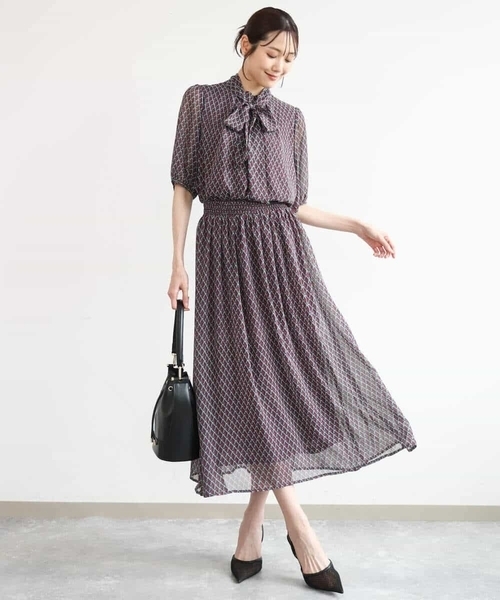 MK MICHEL KLEIN（エムケーミッシェルクラン）の「[洗える]ジオメトリック柄シフォンスカート（スカート・レディース・グリーン/ブルー・38）」の13枚目の写真