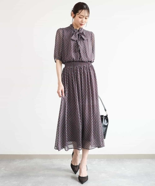 MK MICHEL KLEIN（エムケーミッシェルクラン）の「[洗える]ジオメトリック柄シフォンスカート（スカート・レディース・グリーン/ブルー・38）」の15枚目の写真