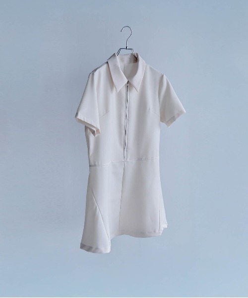 Carmelo(カーメロ)の「Polo Zip Mini Flare OP / ハーフジップフレアミニワンピース(ワンピース・レディース・アイボリー/ブラック・FREE)」の3枚目の写真