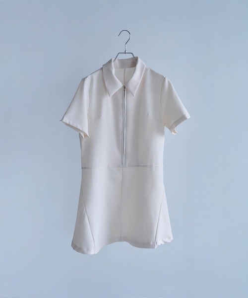 Carmelo(カーメロ)の「Polo Zip Mini Flare OP / ハーフジップフレアミニワンピース(ワンピース・レディース・アイボリー/ブラック・FREE)」の11枚目の写真