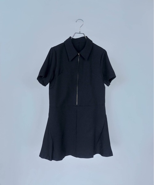 Carmelo(カーメロ)の「Polo Zip Mini Flare OP / ハーフジップフレアミニワンピース(ワンピース・レディース・アイボリー/ブラック・FREE)」の10枚目の写真