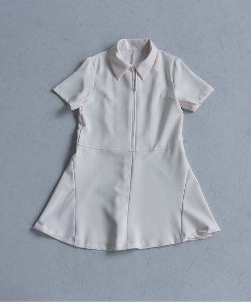 Carmelo(カーメロ)の「Polo Zip Mini Flare OP / ハーフジップフレアミニワンピース(ワンピース・レディース・アイボリー/ブラック・FREE)」の13枚目の写真