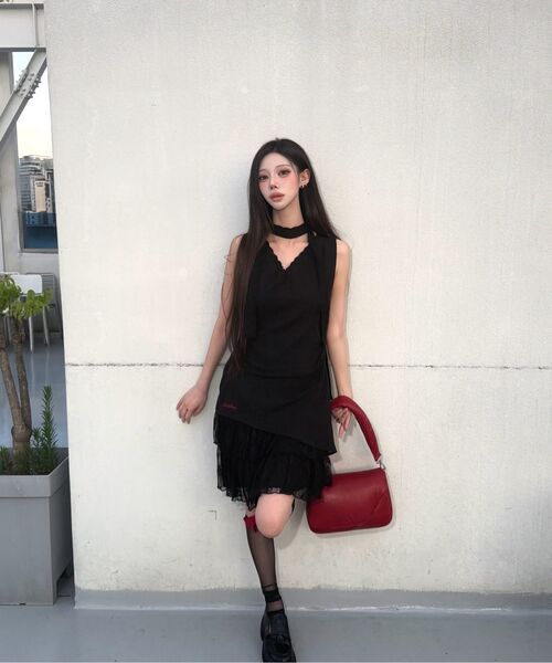 NICK&NICOLE(ニックアンドニコール)の「FLORAL LINEN SCARF DRESS_BLACK(ワンピース・レディース・その他・FREE)」の3枚目の写真