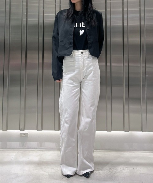 Narcissus(ナルシス)の「【Narcissus / KIMHEKIM WOMAN ( キムへキム ) 】ハートオーバーTシャツ 半袖 ロゴ(Tシャツ/カットソー・レディース・ブラック・XS/S size)」の5枚目の写真