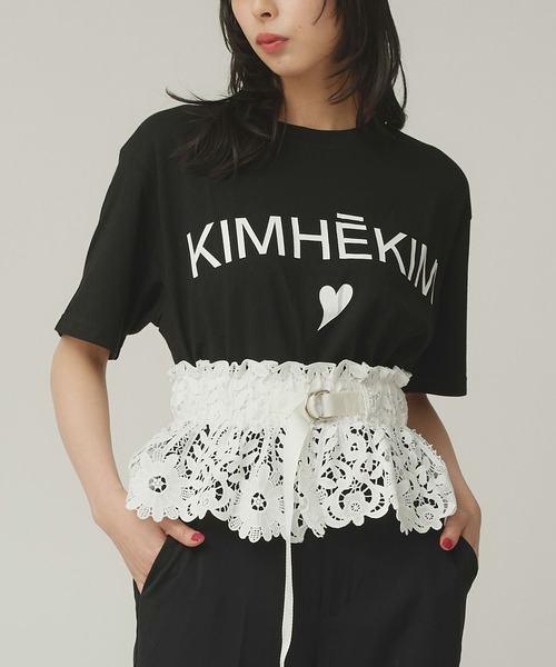 Narcissus(ナルシス)の「【Narcissus / KIMHEKIM WOMAN ( キムへキム ) 】ハートオーバーTシャツ 半袖 ロゴ(Tシャツ/カットソー・レディース・ブラック・XS/S size)」の12枚目の写真