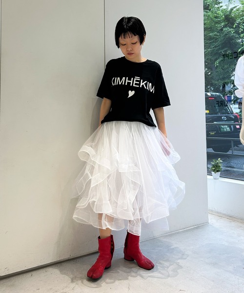 Narcissus(ナルシス)の「【Narcissus / KIMHEKIM WOMAN ( キムへキム ) 】ハートオーバーTシャツ 半袖 ロゴ(Tシャツ/カットソー・レディース・ブラック・XS/S size)」の10枚目の写真