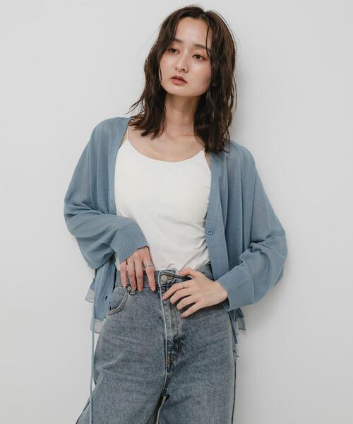 SENSE OF PLACE by URBAN RESEARCH(センスオブプレイスバイアーバンリサーチ)の「シャーリングヘムシアーニットカーディガン(カーディガン/ボレロ・レディース・アイボリー/ライトブルー/ブラック・ONE)」の17枚目の写真