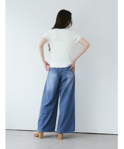 fifth（フィフス）の「バックゴムワイドデニム（デニムパンツ・レディース・インディゴブルー/ライトブルー・M/S/L）」の5枚目の写真