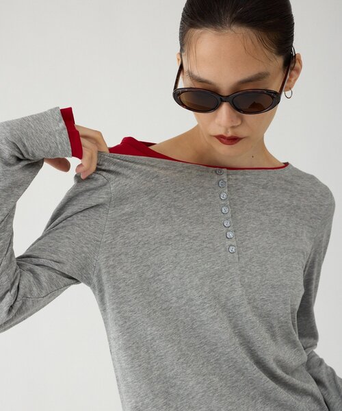 GALLARDAGALANTE(ガリャルダガランテ)の「【2026AW Debut】【UNFORM】2PACヘンリーネックカットソー(Tシャツ/カットソー・レディース・ネイビー/グレー・FREE)」の1枚目の写真