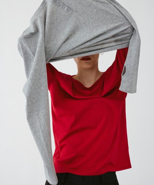 GALLARDAGALANTE(ガリャルダガランテ)の「【2026AW Debut】【UNFORM】2PACヘンリーネックカットソー(Tシャツ/カットソー・レディース・ネイビー/グレー・FREE)」の4枚目の写真