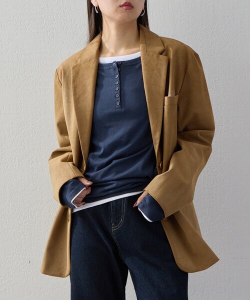 GALLARDAGALANTE(ガリャルダガランテ)の「【2026AW Debut】【UNFORM】2PACヘンリーネックカットソー(Tシャツ/カットソー・レディース・ネイビー/グレー・FREE)」の9枚目の写真