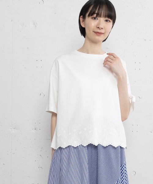 POU DOU DOU(プードゥドゥ)の「バードスカラップ刺繍Tee(Tシャツ/カットソー・レディース・オフホワイト/レッド/ブラック・3)」の17枚目の写真