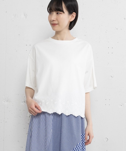 POU DOU DOU(プードゥドゥ)の「バードスカラップ刺繍Tee(Tシャツ/カットソー・レディース・オフホワイト/レッド/ブラック・3)」の18枚目の写真