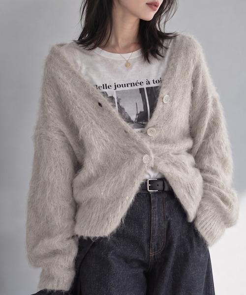 【2WAY】シャギーニット カシュクールカーディガン