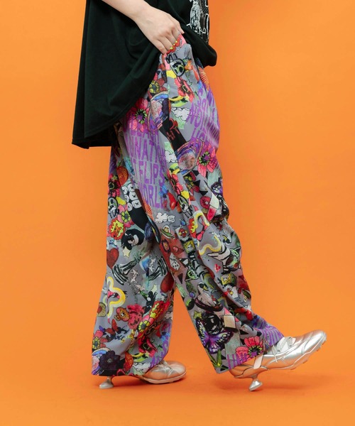 ScoLar（スカラー）の「162742：シワ加工 ポップ総柄パンツ（Tシャツ/カットソー・レディース・アイボリー/チャコールグレー・M）」の8枚目の写真