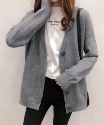 ミディ丈Vネックニットカーディガン
