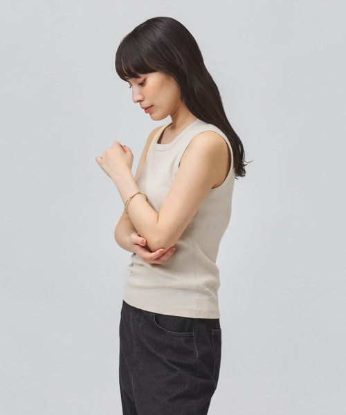 TIGORA(ティゴラ)の「ティゴラ TIGORA ストレッチリブタンクトップ(タンクトップ・レディース・ブラック/ライトベージュ・S/M/L/XL)」の6枚目の写真