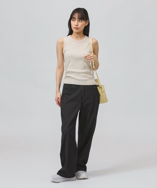TIGORA(ティゴラ)の「ティゴラ TIGORA ストレッチリブタンクトップ(タンクトップ・レディース・ブラック/ライトベージュ・S/M/L/XL)」の8枚目の写真