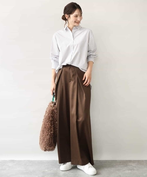 MK MICHEL KLEIN（エムケーミッシェルクラン）の「[防シワ/洗える]コットン混ベーシックシャツ（ストライプ）（シャツ/ブラウス・レディース・ブルー/ライトグレー・38）」の5枚目の写真