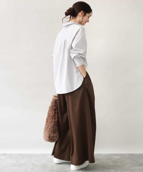 MK MICHEL KLEIN（エムケーミッシェルクラン）の「[防シワ/洗える]コットン混ベーシックシャツ（ストライプ）（シャツ/ブラウス・レディース・ブルー/ライトグレー・38）」の6枚目の写真