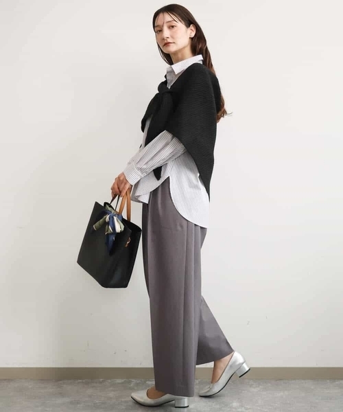 MK MICHEL KLEIN（エムケーミッシェルクラン）の「[防シワ/洗える]コットン混ベーシックシャツ（ストライプ）（シャツ/ブラウス・レディース・ブルー/ライトグレー・38）」の9枚目の写真