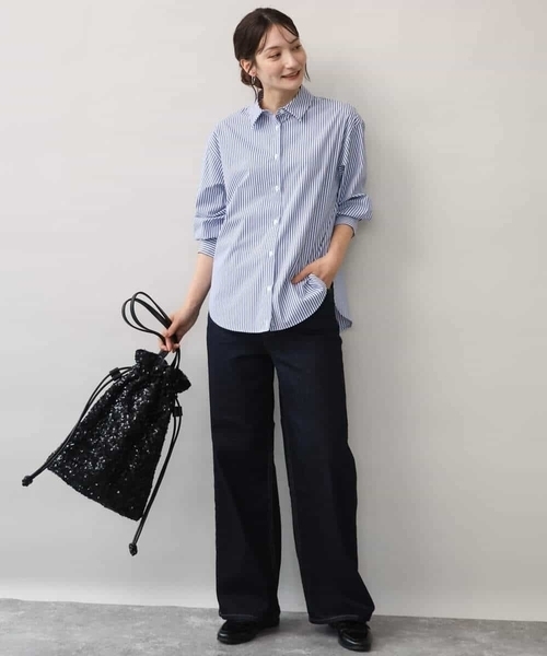MK MICHEL KLEIN（エムケーミッシェルクラン）の「[防シワ/洗える]コットン混ベーシックシャツ（ストライプ）（シャツ/ブラウス・レディース・ブルー/ライトグレー・38）」の12枚目の写真