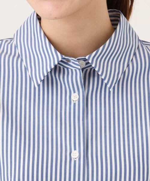 MK MICHEL KLEIN（エムケーミッシェルクラン）の「[防シワ/洗える]コットン混ベーシックシャツ（ストライプ）（シャツ/ブラウス・レディース・ブルー/ライトグレー・38）」の18枚目の写真