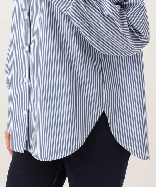 MK MICHEL KLEIN（エムケーミッシェルクラン）の「[防シワ/洗える]コットン混ベーシックシャツ（ストライプ）（シャツ/ブラウス・レディース・ブルー/ライトグレー・38）」の21枚目の写真