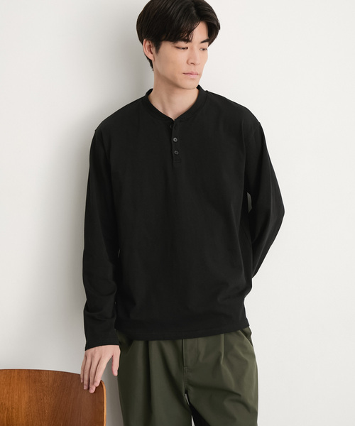 MONO-MART(モノマート)の「【EASY COMFORTシリーズ】USAコットン ベーシック コンパクトフィット ヘンリーネック長袖Tシャツ<UVカット>(Tシャツ/カットソー・メンズ・ブラック/ワイン系/ダークグレー/ブラウン系/グレイッシュブルー/オリーブ/ライトグレー/ホワイト・XL/L/M/S)」の13枚目の写真