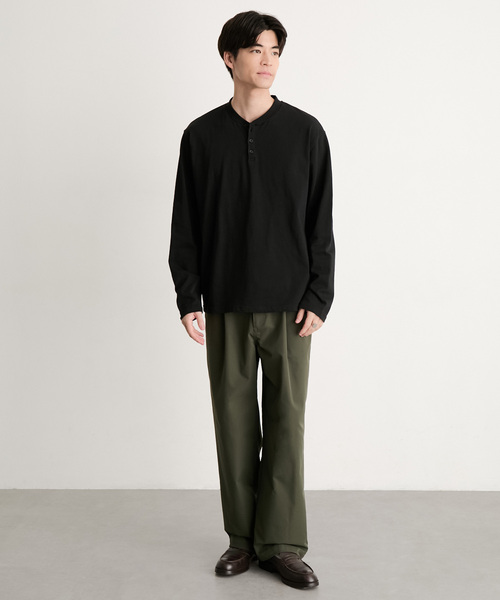 MONO-MART(モノマート)の「【EASY COMFORTシリーズ】USAコットン ベーシック コンパクトフィット ヘンリーネック長袖Tシャツ<UVカット>(Tシャツ/カットソー・メンズ・ブラック/ワイン系/ダークグレー/ブラウン系/グレイッシュブルー/オリーブ/ライトグレー/ホワイト・XL/L/M/S)」の12枚目の写真