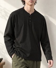 セール】ハニカムサーマル ヘンリーネック オーバーサイズ長袖Tシャツ